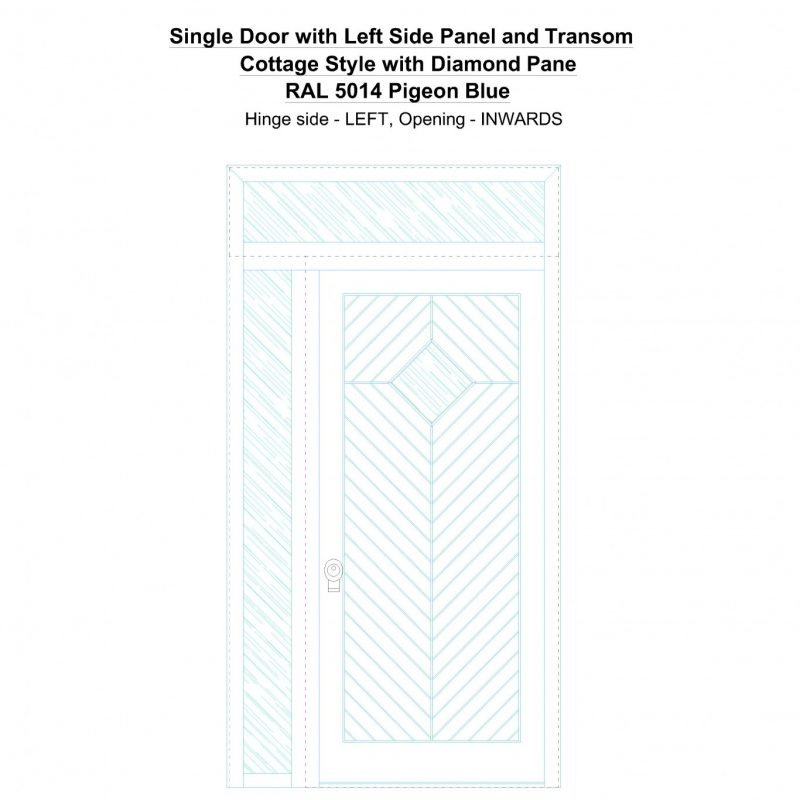 Sd1spt(left) Cottage Style With Diamond Pane Ral 5014 Pigeon Blue Security Door