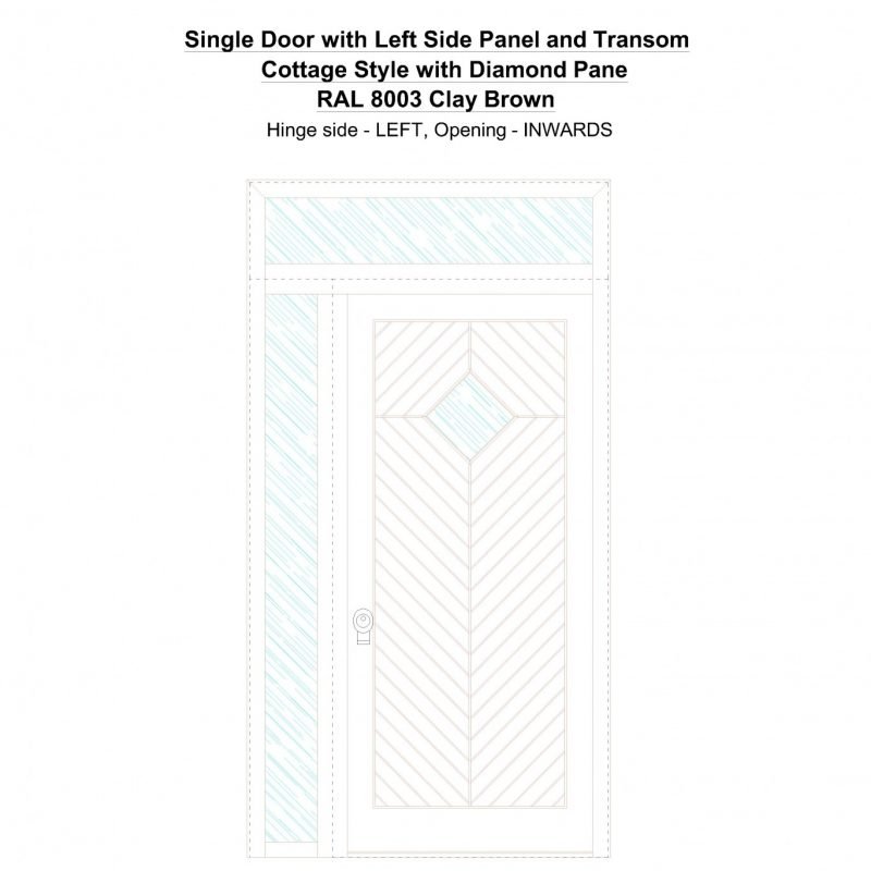 Sd1spt(left) Cottage Style With Diamond Pane Ral 8003 Clay Brown Security Door