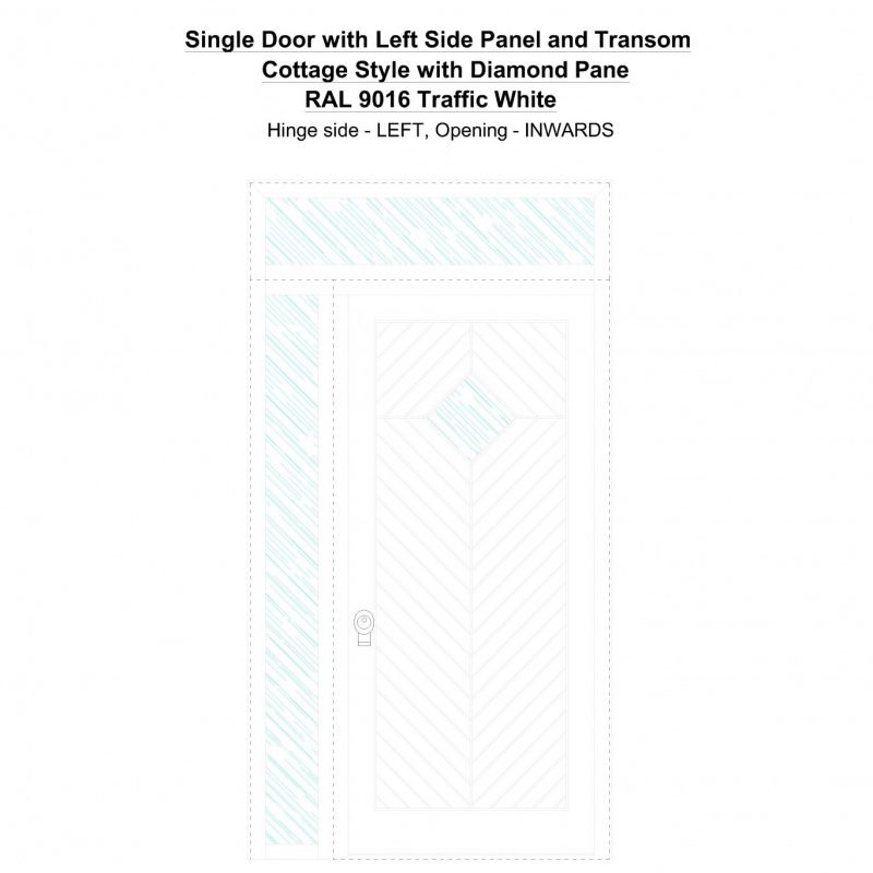 Sd1spt(left) Cottage Style With Diamond Pane Ral 9016 Traffic White Security Door