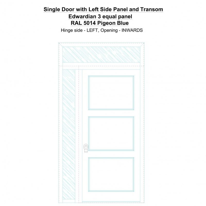 Sd1spt(left) Edwardian 3 Equal Panel Ral 5014 Pigeon Blue Security Door