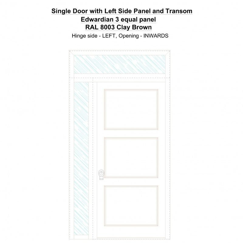 Sd1spt(left) Edwardian 3 Equal Panel Ral 8003 Clay Brown Security Door