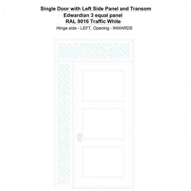 Sd1spt(left) Edwardian 3 Equal Panel Ral 9016 Traffic White Security Door