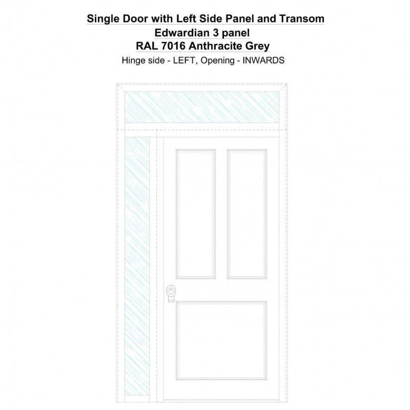 Sd1spt(left) Edwardian 3 Panel Ral 7016 Anthracite Grey Security Door