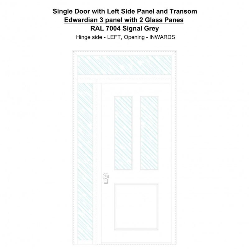 Sd1spt(left) Edwardian 3 Panel With 2 Glass Panes Ral 7004 Signal Grey Security Door