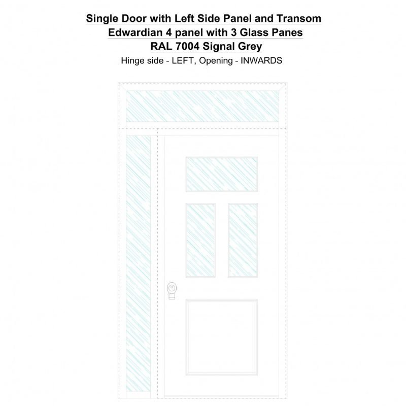 Sd1spt(left) Edwardian 4 Panel With 3 Glass Panes Ral 7004 Signal Grey Security Door