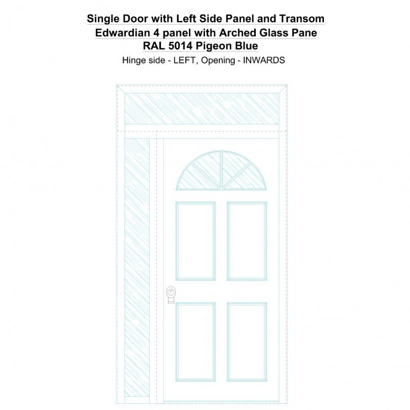 Sd1spt(left) Edwardian 4 Panel With Arched Glass Pane Ral 5014 Pigeon Blue Security Door