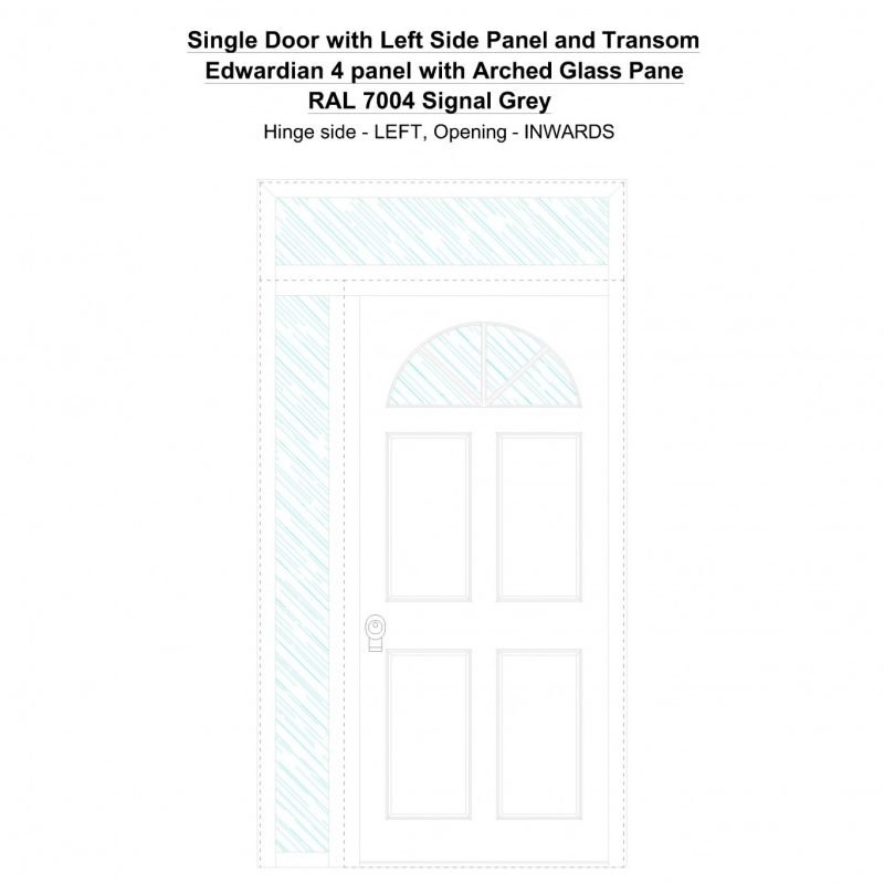 Sd1spt(left) Edwardian 4 Panel With Arched Glass Pane Ral 7004 Signal Grey Security Door