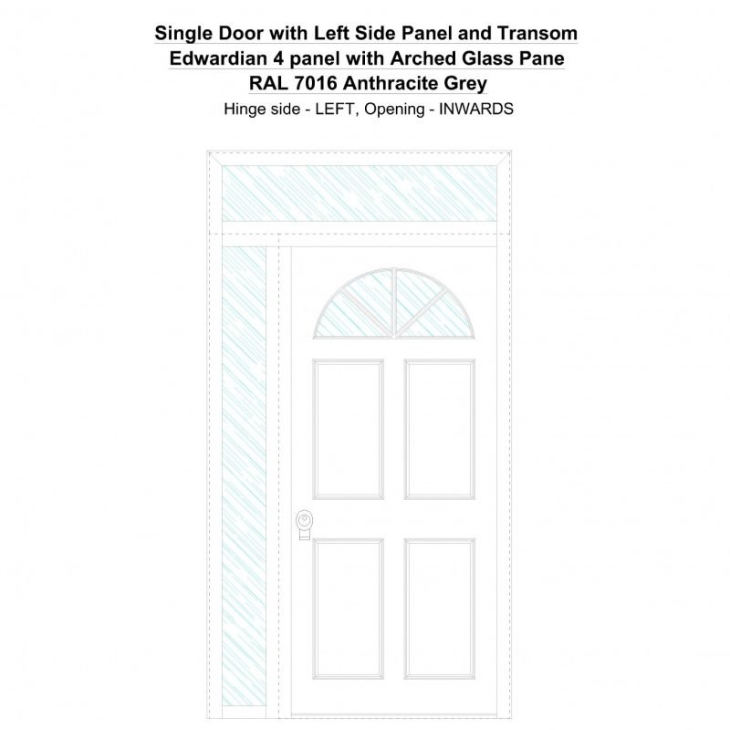 Sd1spt(left) Edwardian 4 Panel With Arched Glass Pane Ral 7016 Anthracite Grey Security Door