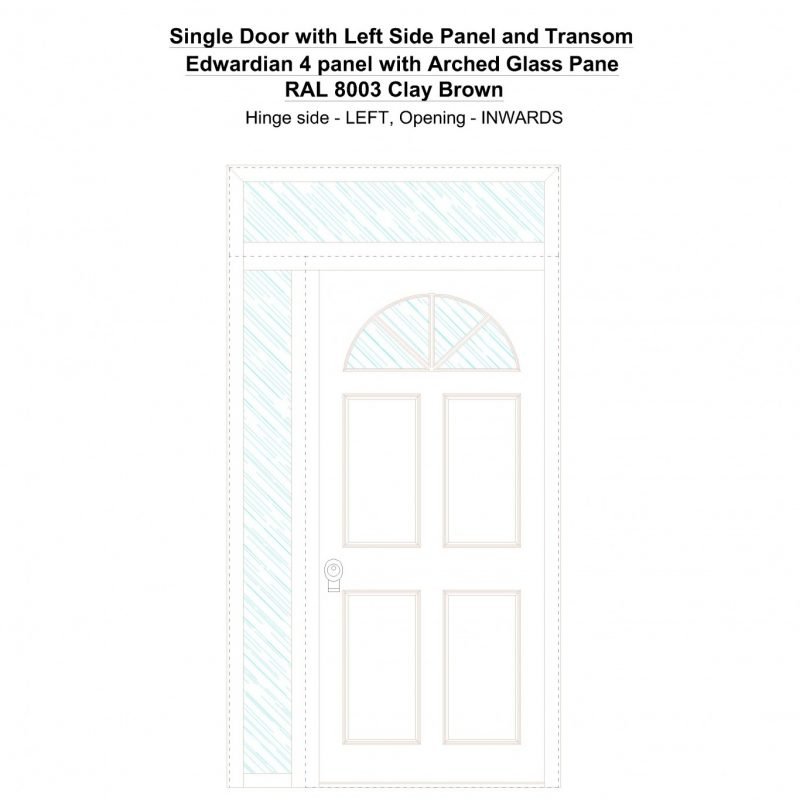 Sd1spt(left) Edwardian 4 Panel With Arched Glass Pane Ral 8003 Clay Brown Security Door