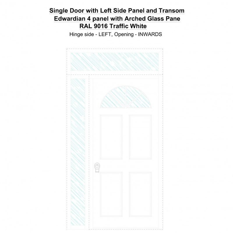 Sd1spt(left) Edwardian 4 Panel With Arched Glass Pane Ral 9016 Traffic White Security Door