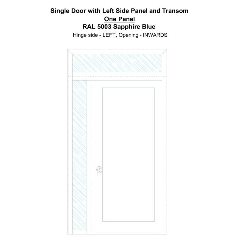 Sd1spt(left) One Panel Ral 5003 Sapphire Blue Security Door