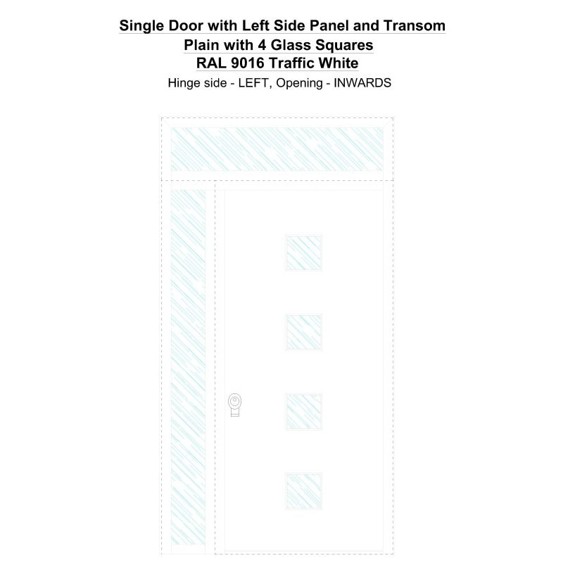 Sd1spt(left) Plain With 4 Glass Squares Ral 9016 Traffic White Security Door