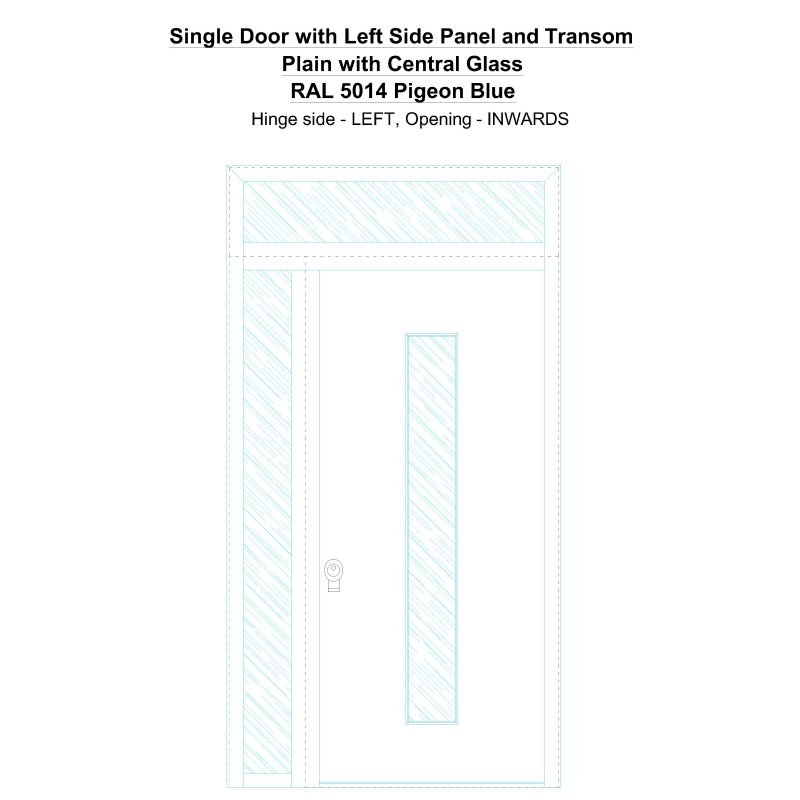 Sd1spt(left) Plain With Central Glass Ral 5014 Pigeon Blue Security Door