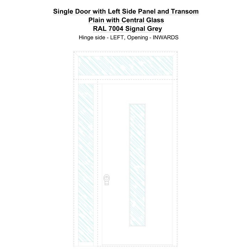 Sd1spt(left) Plain With Central Glass Ral 7004 Signal Grey Security Door
