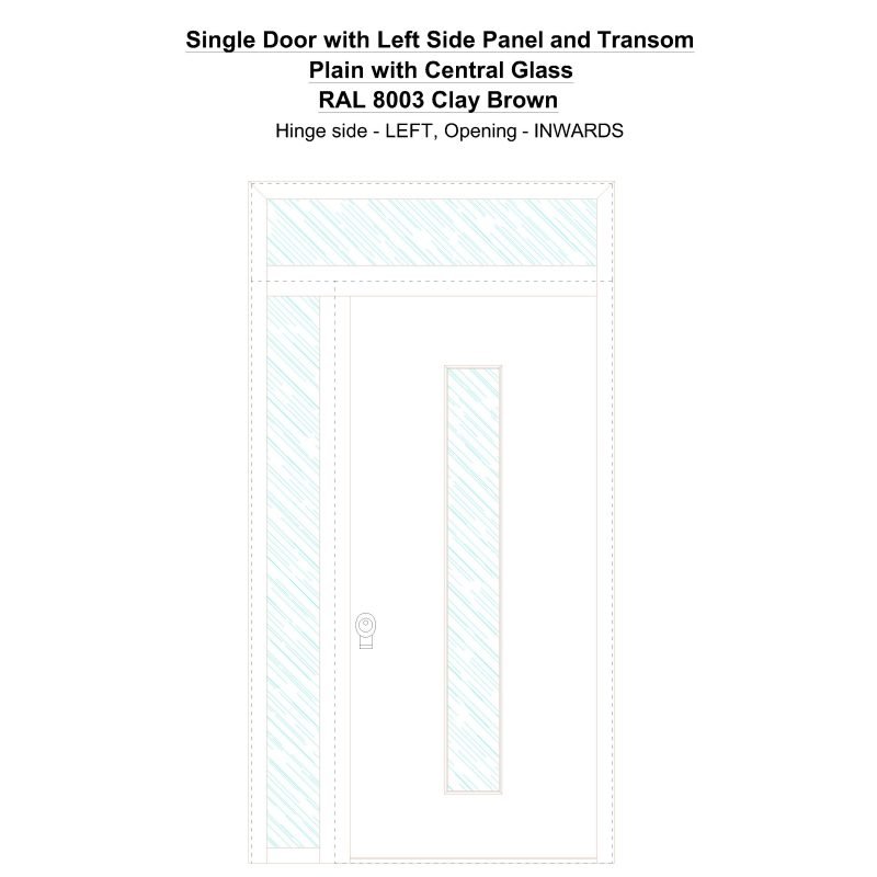 Sd1spt(left) Plain With Central Glass Ral 8003 Clay Brown Security Door