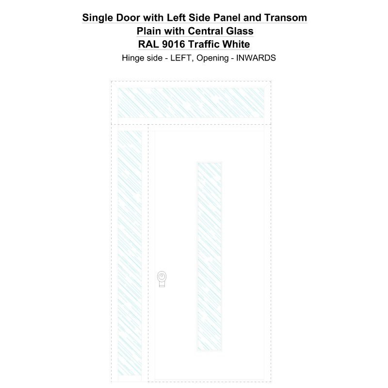 Sd1spt(left) Plain With Central Glass Ral 9016 Traffic White Security Door