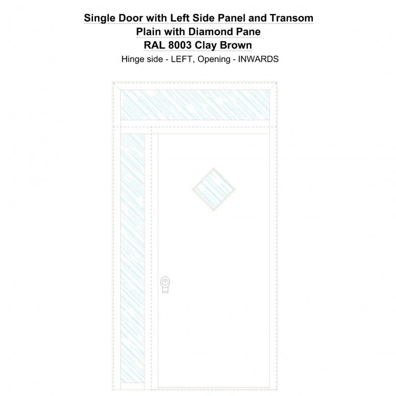 Sd1spt(left) Plain With Diamond Pane Ral 8003 Clay Brown Security Door