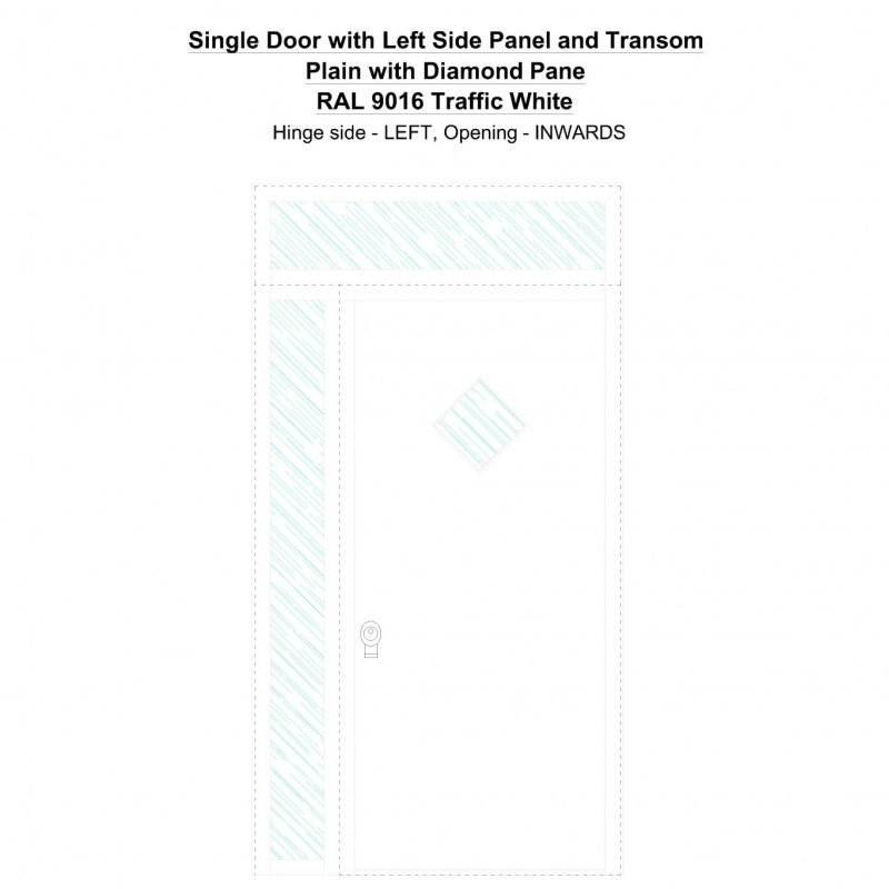 Sd1spt(left) Plain With Diamond Pane Ral 9016 Traffic White Security Door