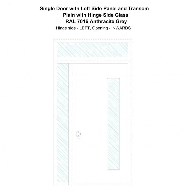 Sd1spt(left) Plain With Hinge Side Glass Ral 7016 Anthracite Grey Security Door