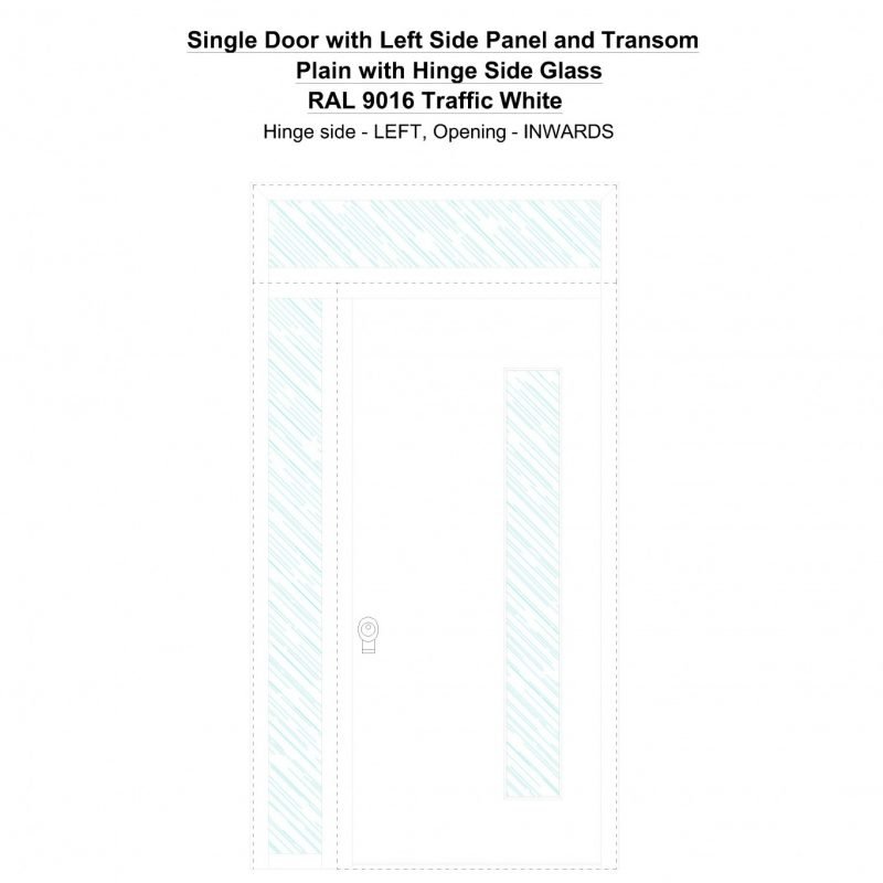Sd1spt(left) Plain With Hinge Side Glass Ral 9016 Traffic White Security Door