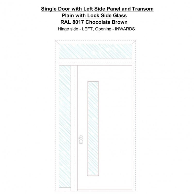 Sd1spt(left) Plain With Lock Side Ral 8017 Chocolate Brown Security Door