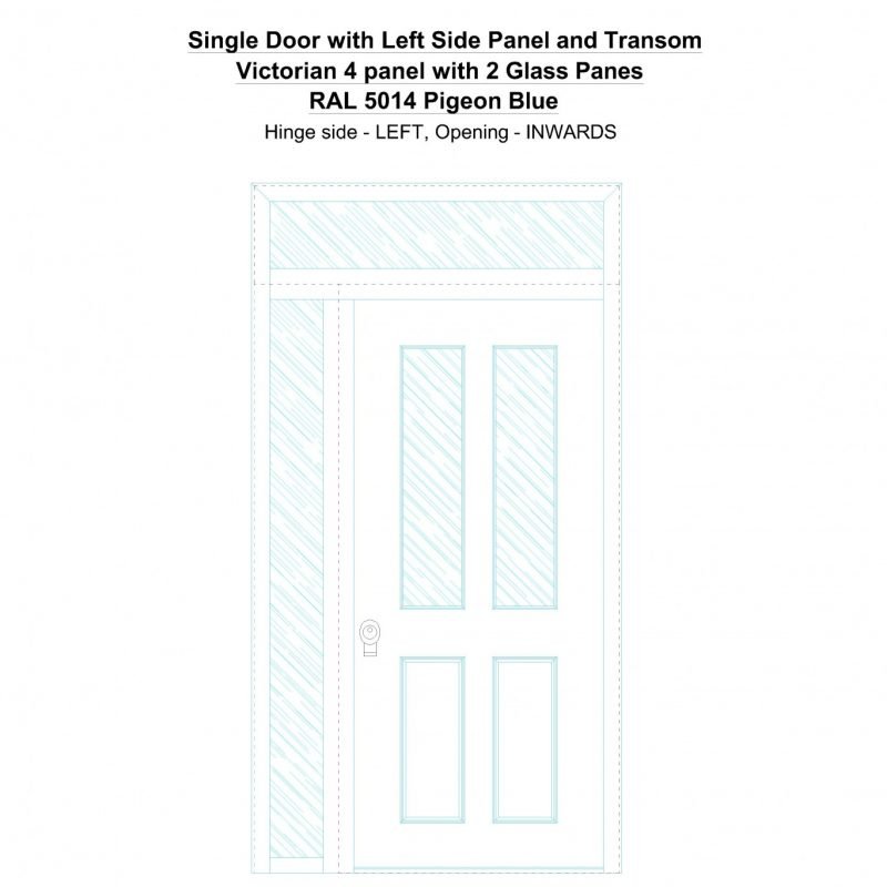 Sd1spt(left) Victorian 4 Panel With 2 Glass Panes Ral 5014 Pigeon Blue Security Door