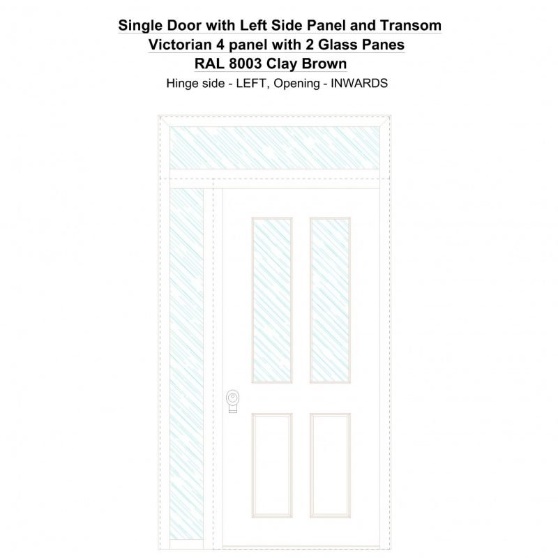 Sd1spt(left) Victorian 4 Panel With 2 Glass Panes Ral 8003 Clay Brown Security Door