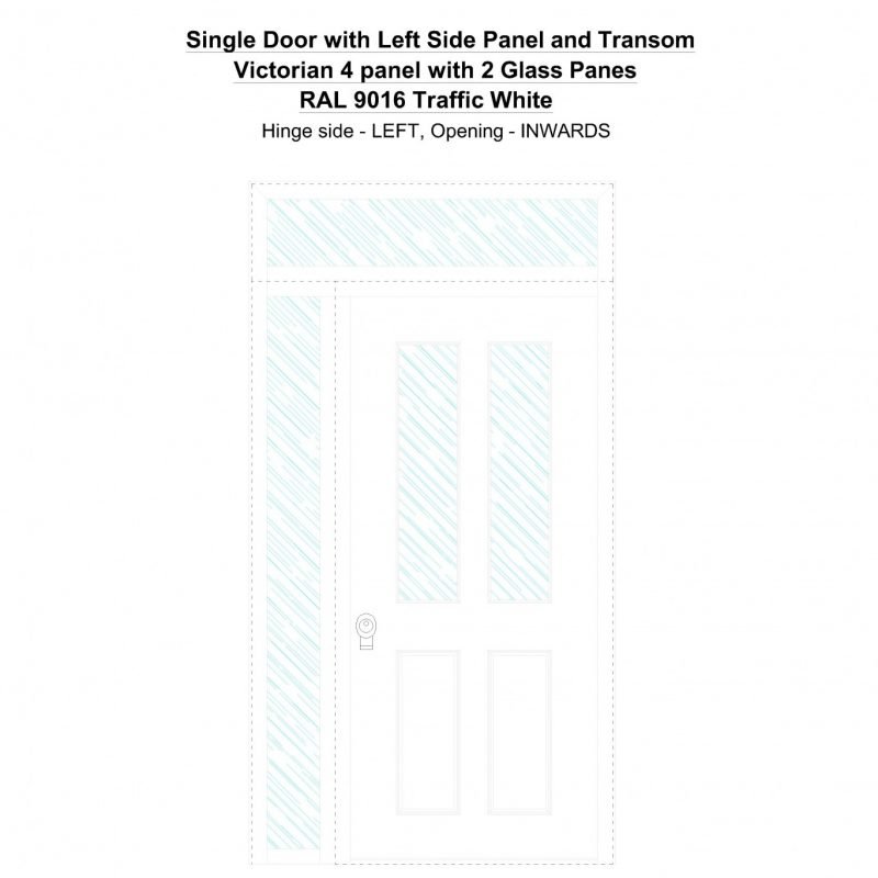 Sd1spt(left) Victorian 4 Panel With 2 Glass Panes Ral 9016 Traffic White Security Door