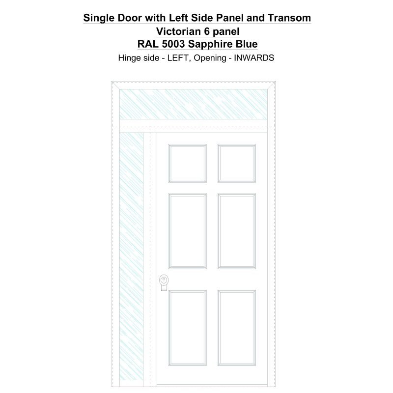 Sd1spt(left) Victorian 6 Panel Ral 5003 Sapphire Blue Security Door