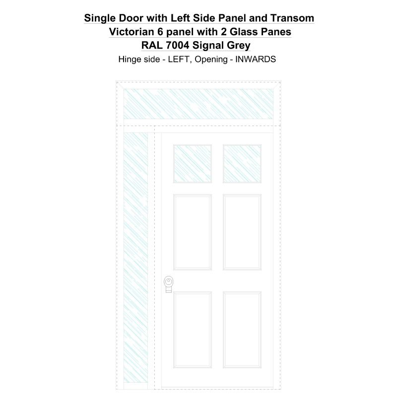 Sd1spt(left) Victorian 6 Panel With 2 Glass Panes Ral 7004 Signal Grey Security Door