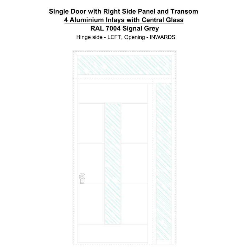 Sd1spt(right) 4 Aluminium Inlays With Central Glass Ral 7004 Signal Grey Security Door