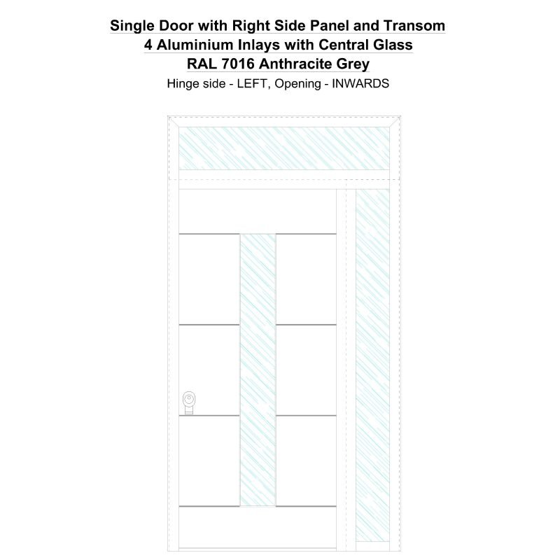 Sd1spt(right) 4 Aluminium Inlays With Central Glass Ral 7016 Anthracite Grey Security Door