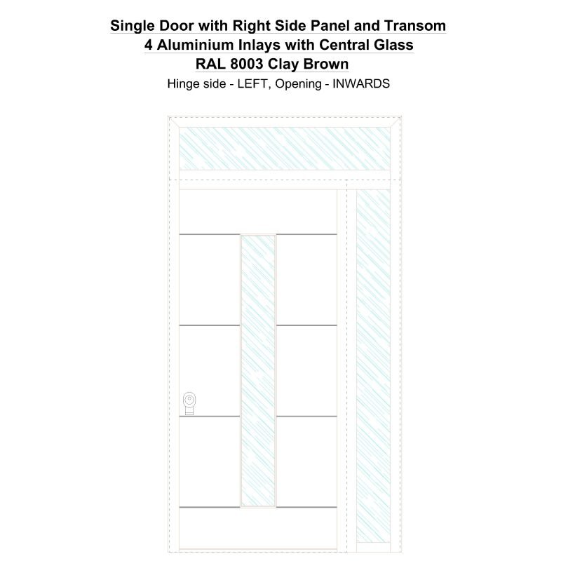 Sd1spt(right) 4 Aluminium Inlays With Central Glass Ral 8003 Clay Brown Security Door