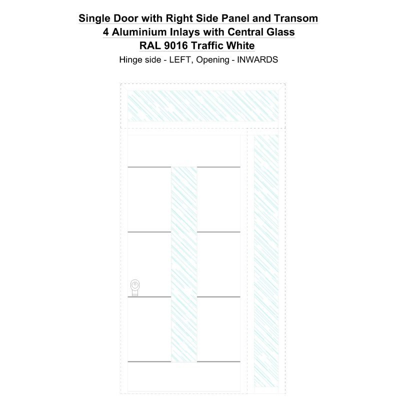 Sd1spt(right) 4 Aluminium Inlays With Central Glass Ral 9016 Traffic White Security Door