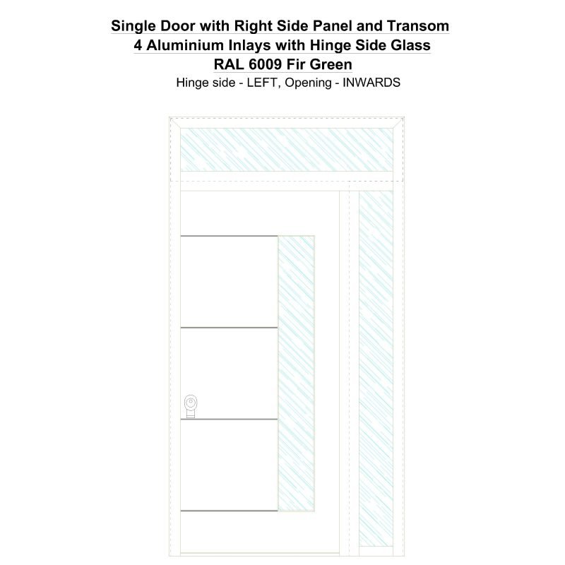 Sd1spt(right) 4 Aluminium Inlays With Hinge Side Glass Ral 6009 Fir Green Security Door