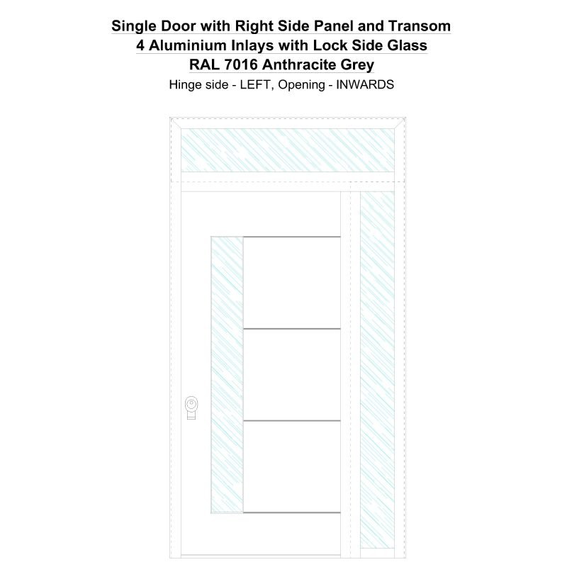 Sd1spt(right) 4 Aluminium Inlays With Lock Side Glass Ral 7016 Anthracite Grey Security Door