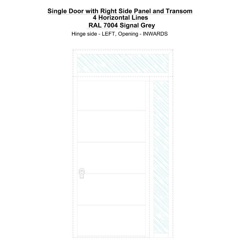 Sd1spt(right) 4 Horizonral Lines Ral 7004 Signal Grey Security Door