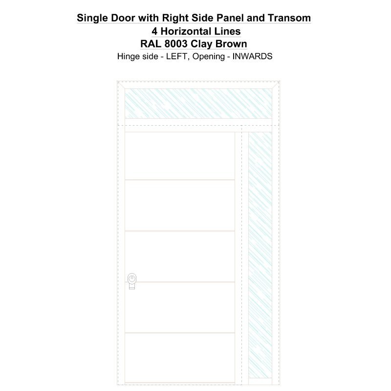 Sd1spt(right) 4 Horizontal Lines Ral 8003 Clay Brown Security Door