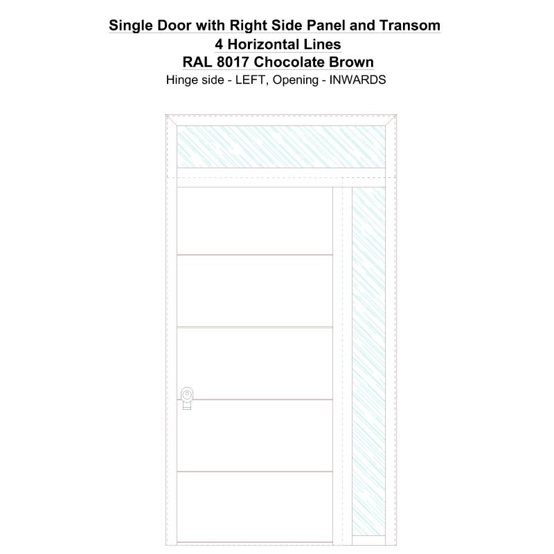 Sd1spt(right) 4 Horizontal Lines Ral 8017 Chocolate Brown Security Door