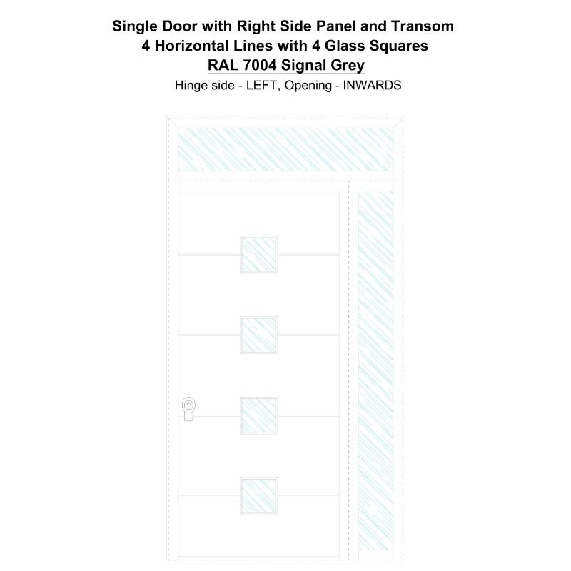 Sd1spt(right) 4 Horizontal Lines With 4 Glass Squares Ral 7004 Signal Grey Security Door