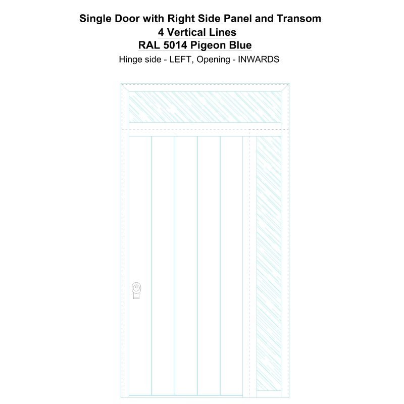 Sd1spt(right) 4 Vertical Lines Ral 5014 Pigeon Blue Security Door