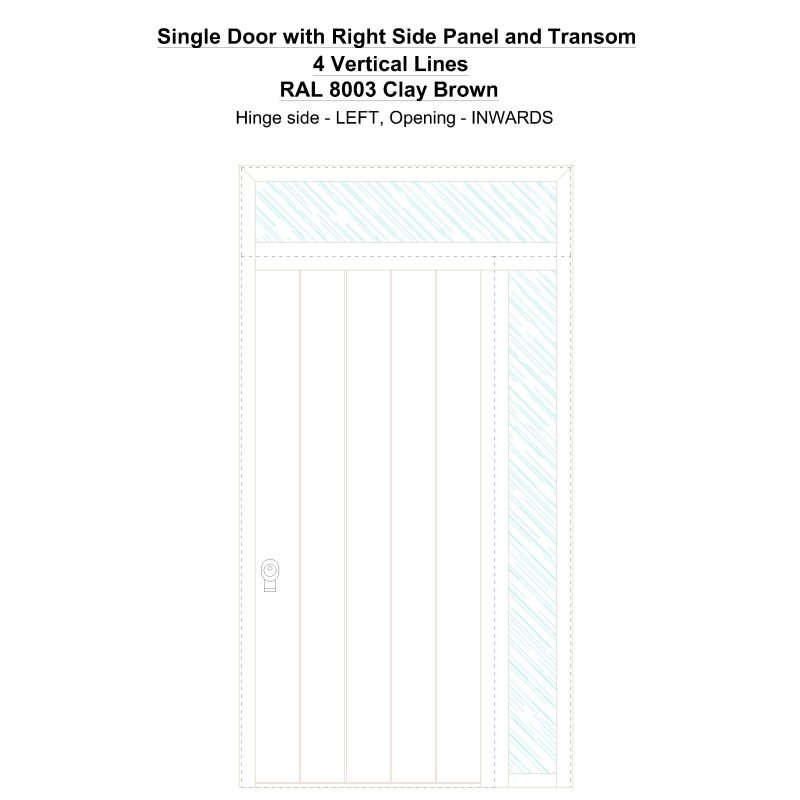 Sd1spt(right) 4 Vertical Lines Ral 8003 Clay Brown Security Door