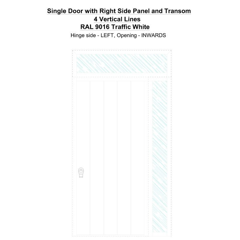 Sd1spt(right) 4 Vertical Lines Ral 9016 Traffic White Security Door