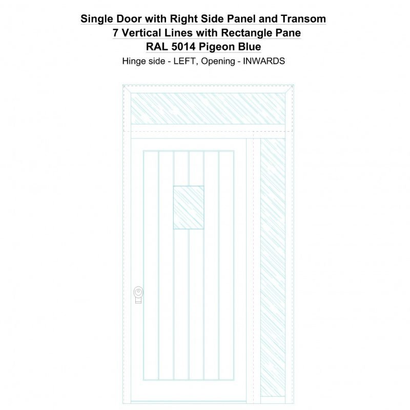 Sd1spt(right) 7 Vertical Lines With Rectangle Pane Ral 5014 Pigeon Blue Security Door
