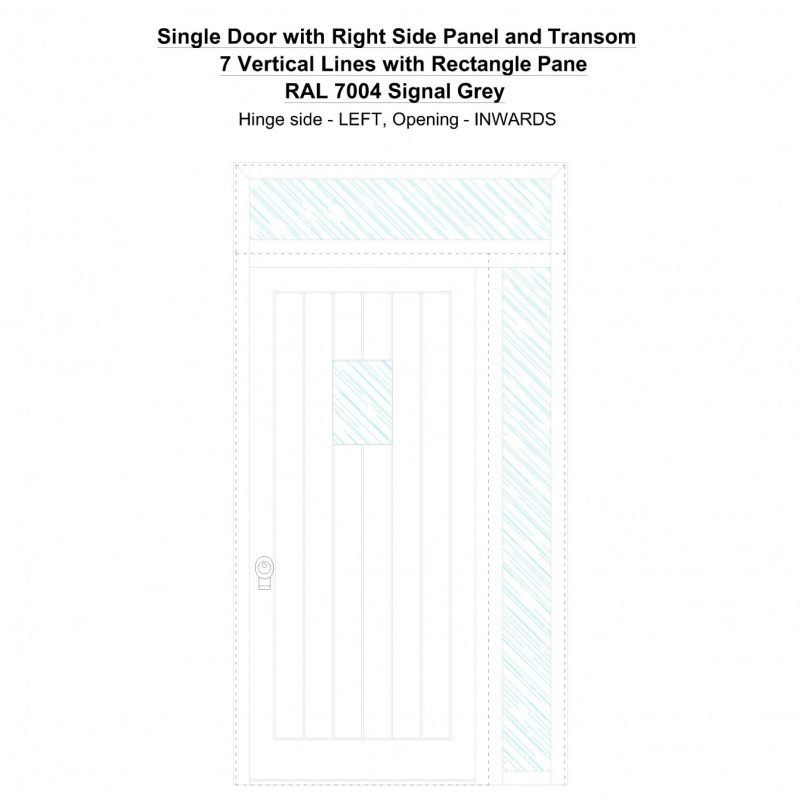Sd1spt(right) 7 Vertical Lines With Rectangle Pane Ral 7004 Signal Grey Security Door