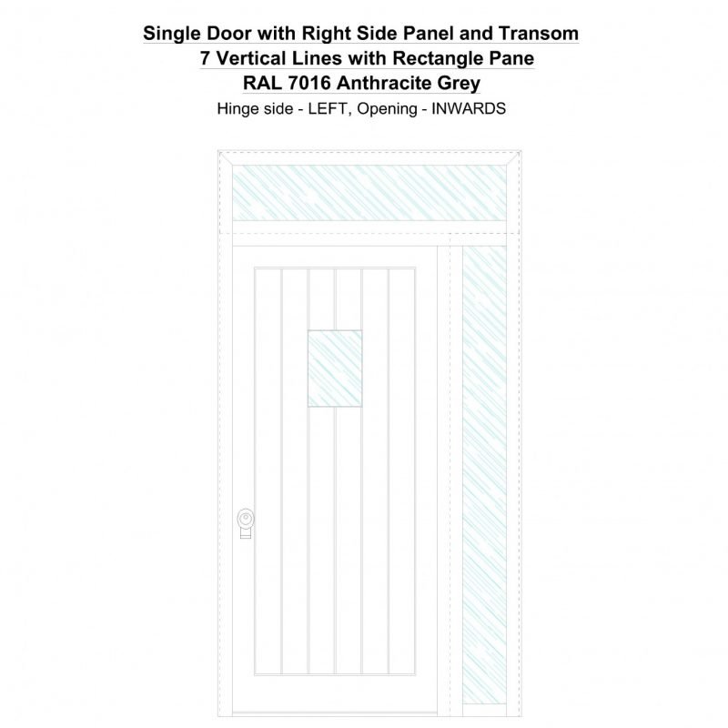Sd1spt(right) 7 Vertical Lines With Rectangle Pane Ral 7016 Anthracite Grey Security Door