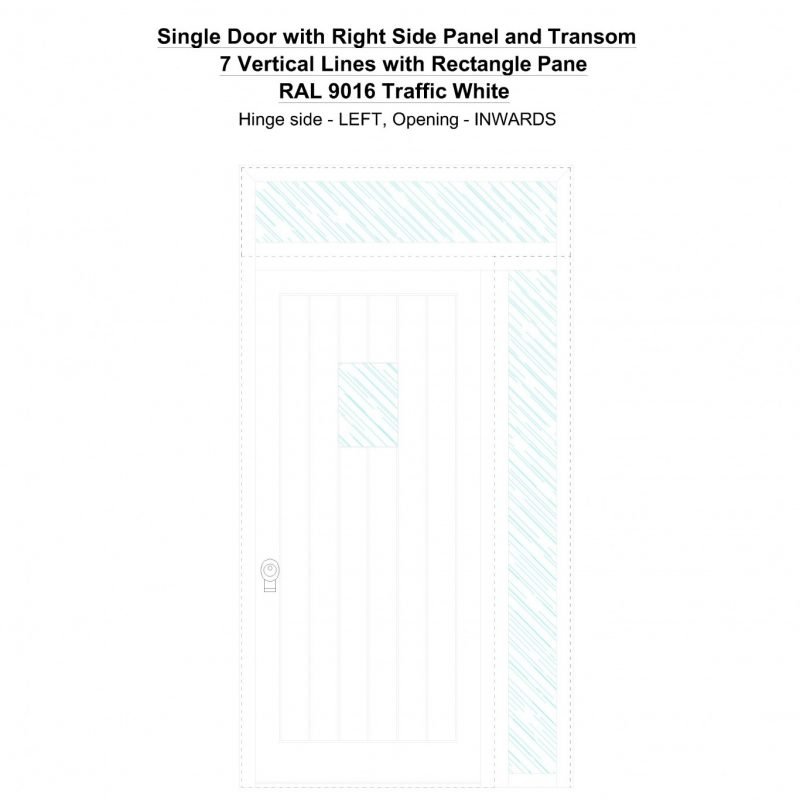 Sd1spt(right) 7 Vertical Lines With Rectangle Pane Ral 9016 Traffic White Security Door
