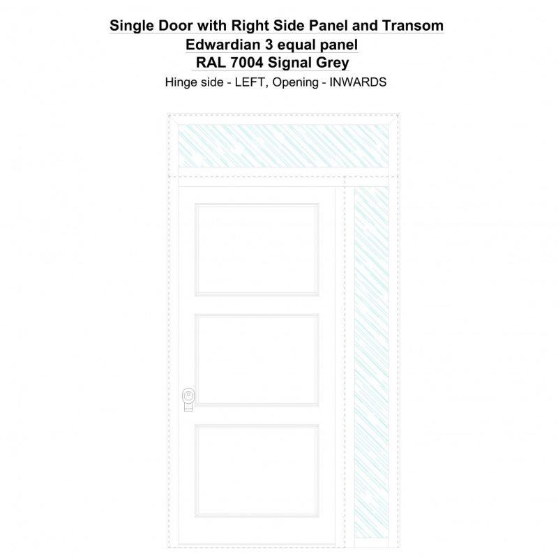 Sd1spt(right) Edwardian 3 Equal Panel Ral 7004 Signal Grey Security Door