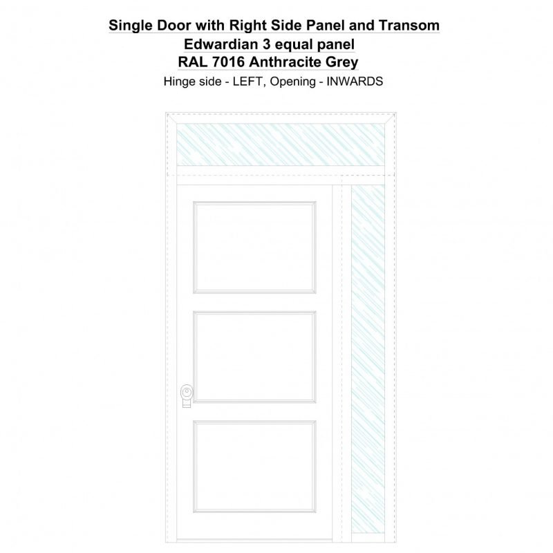 Sd1spt(right) Edwardian 3 Equal Panel Ral 7016 Anthracite Grey Security Door