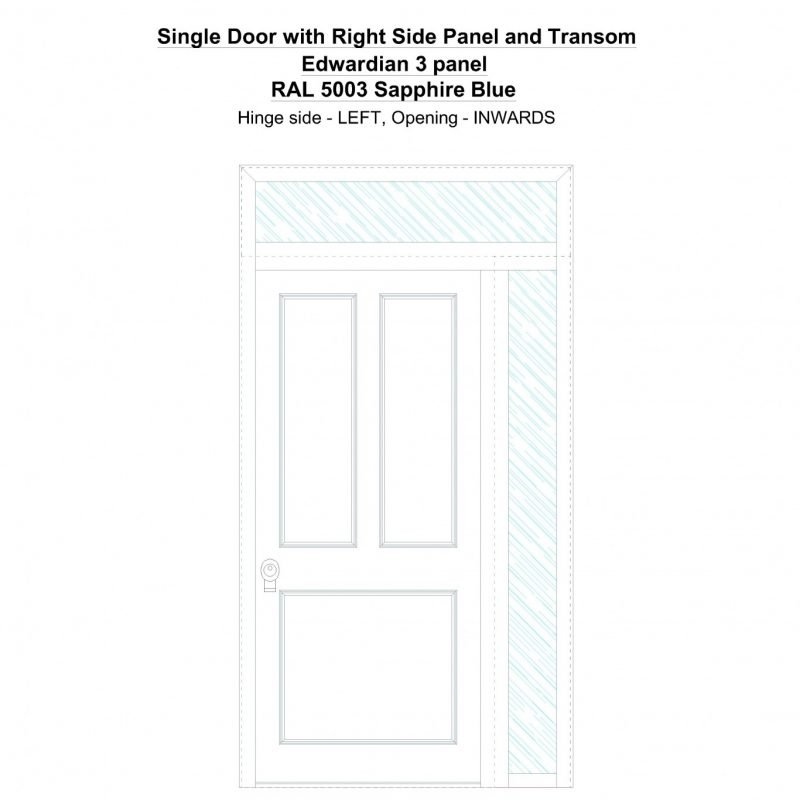 Sd1spt(right) Edwardian 3 Panel Ral 5003 Sapphire Blue Security Door